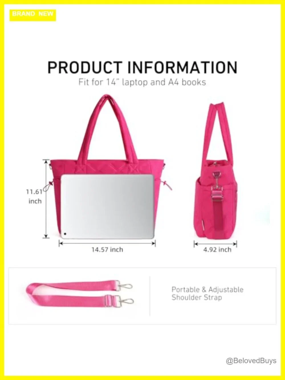 Lightweight Puffer Tote Bag with Zipper, Quilted Shoulder Bag, 9 Pockets